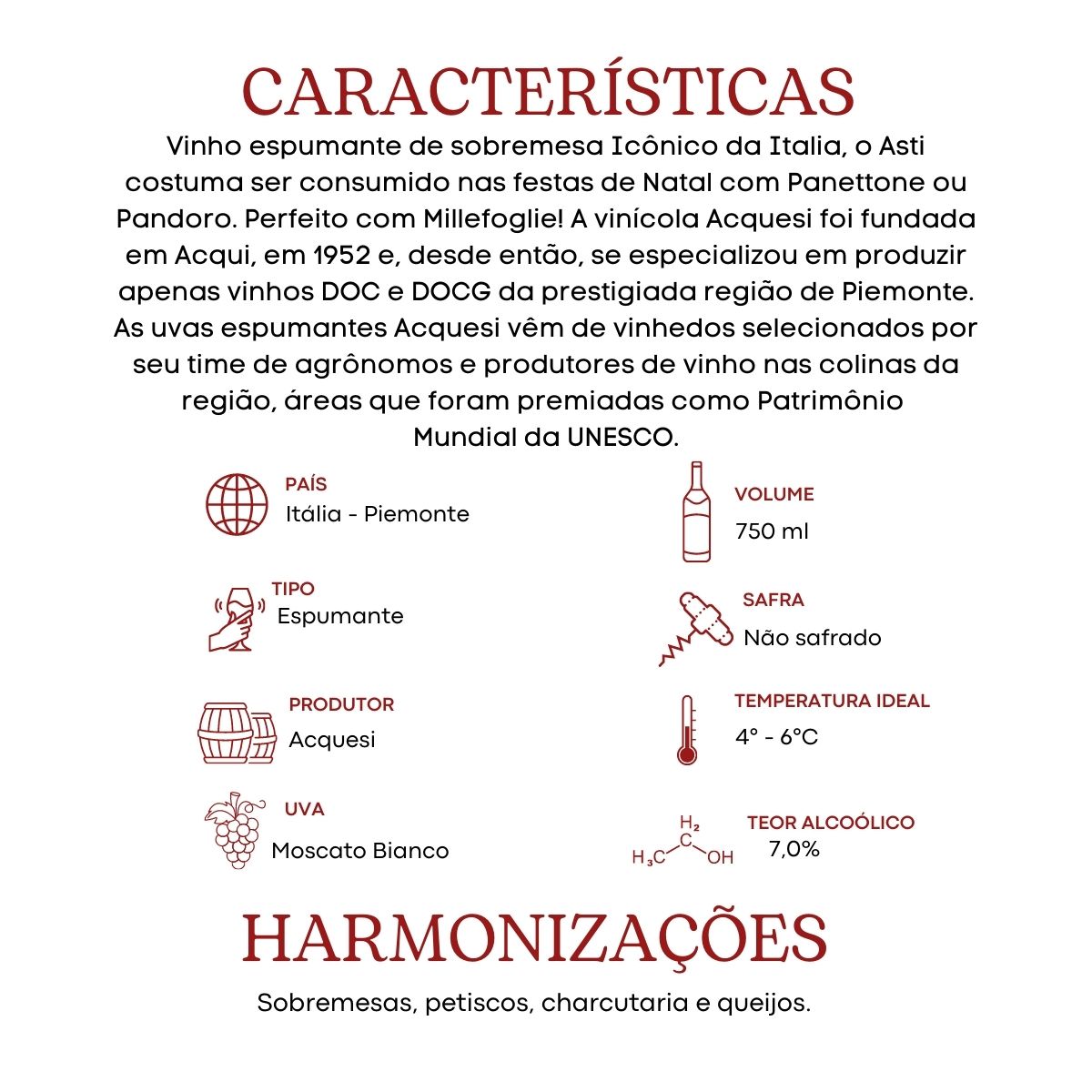 Vinho espumante branco Acquesi Asti Docg 750ml - Glasses Of Wine, a sua ...